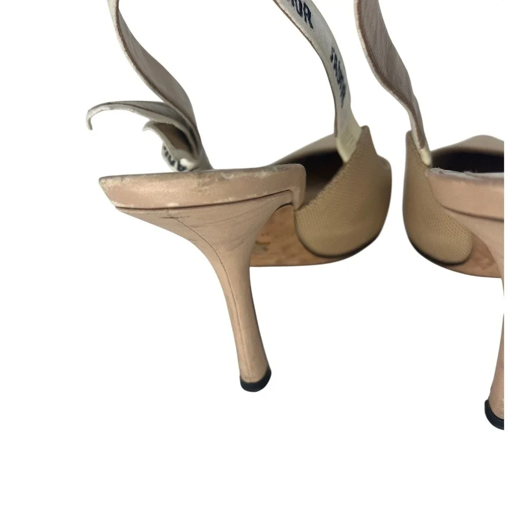 Christian Dior J'Adior Slingback Pump Nude Technical Fabric Size 40.5
